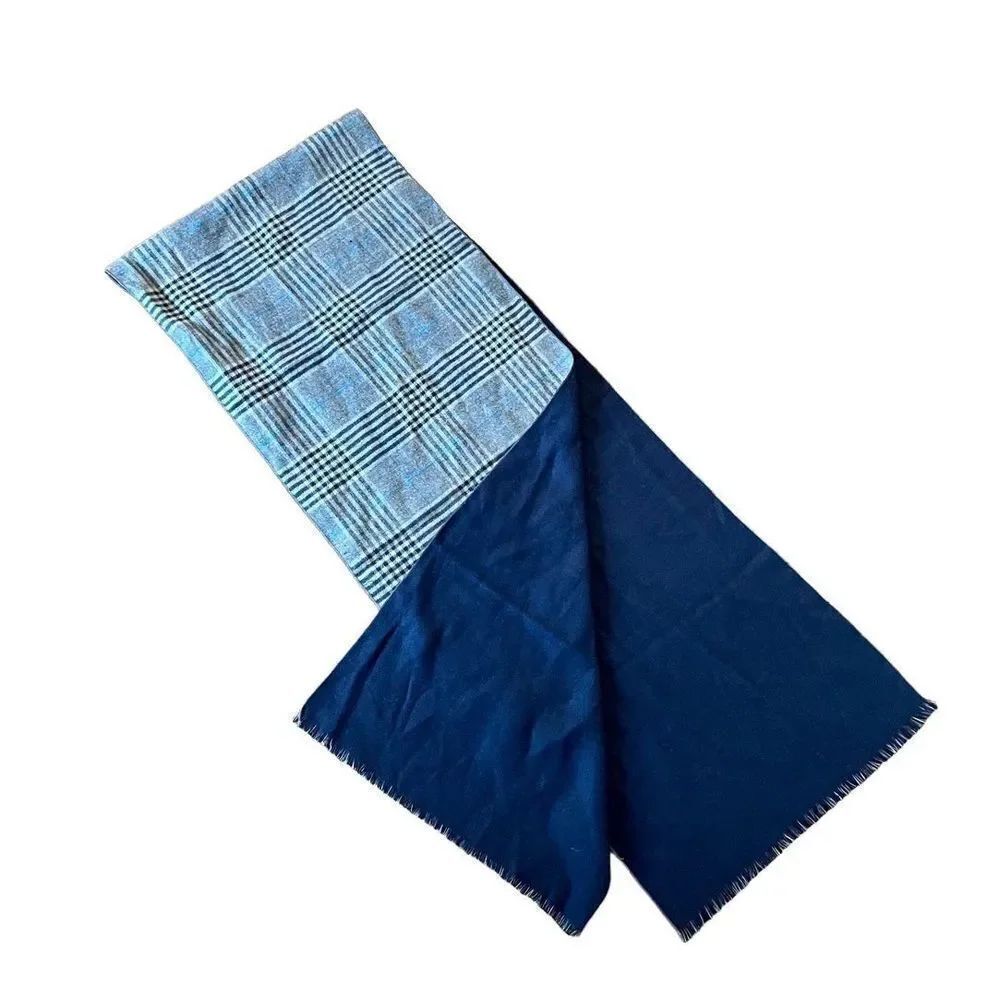 Grey plaid reversible scarf